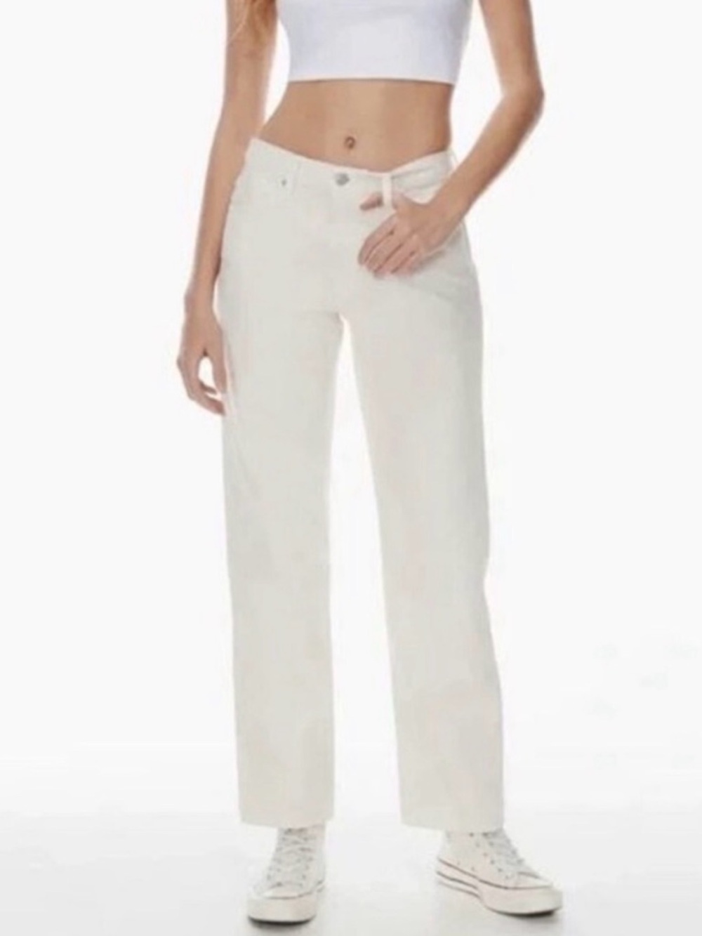 Sunday Best Off White Denim Jeans Size 28 Straight Leg High Rise Aritzia